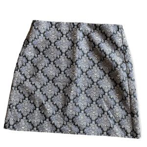 LOFT Black and White Patterned Mini Skirt